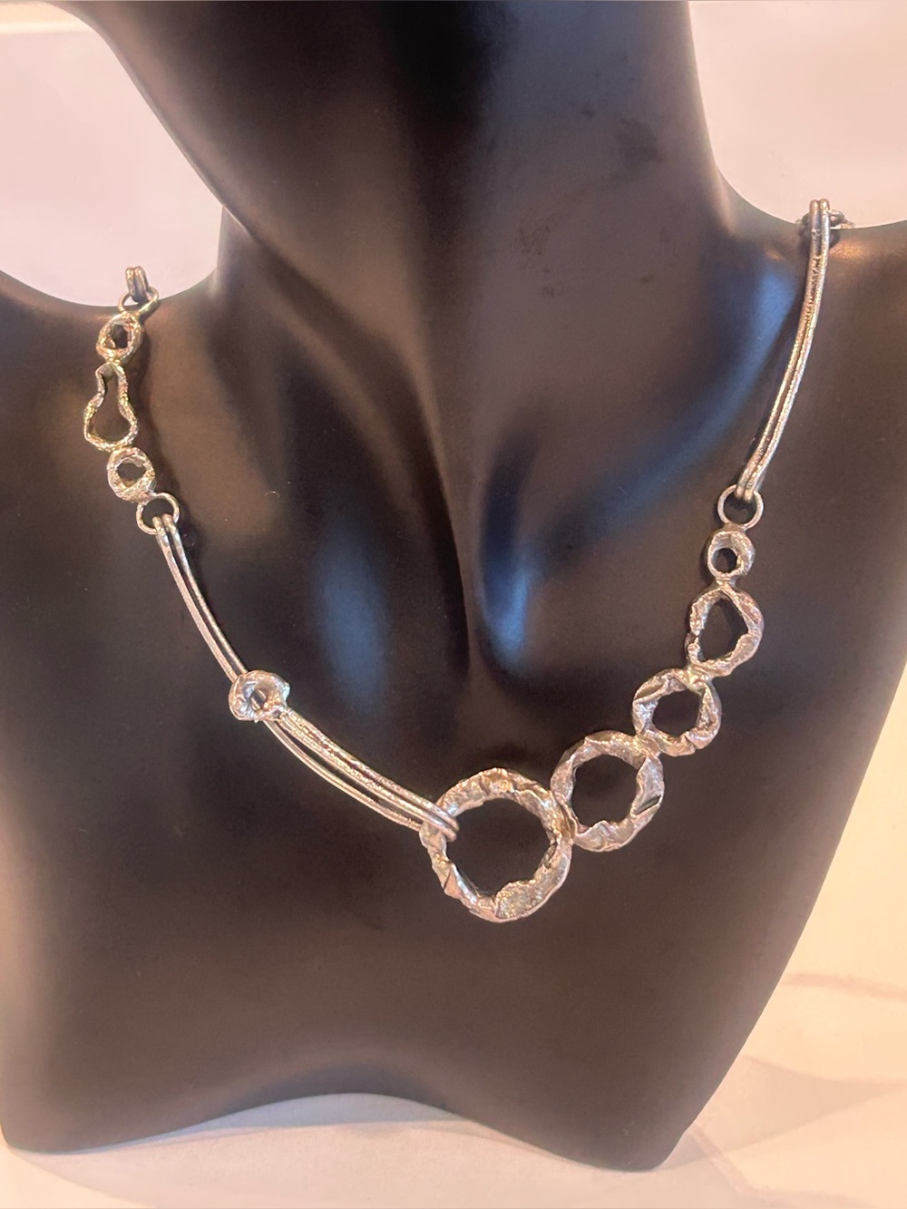 Free Form Silver Tone Choker